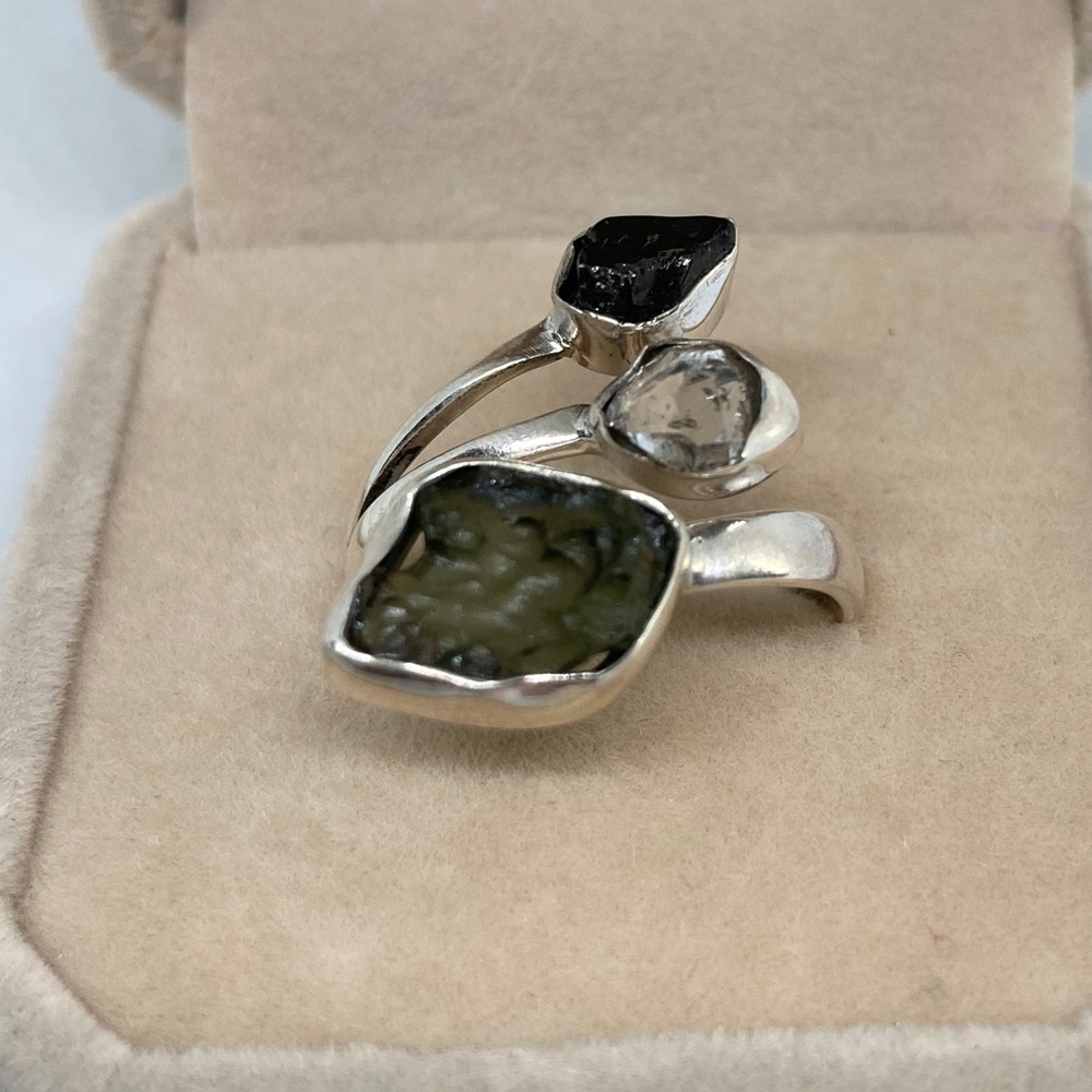 💯 % GENUINE CZECH MOLDAVITE RING - Picture 7 of 7